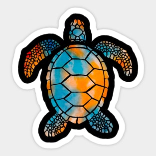 Orange and Blue Watercolor Sea Turtle Sticker